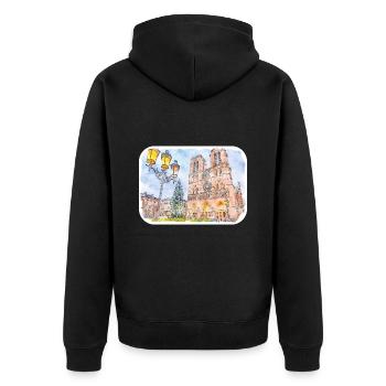Paris France Watercolor Sketch Drawn Painting - Unisex Premium Organic Zip Hoodie - black - Back - Nico (187cm)
