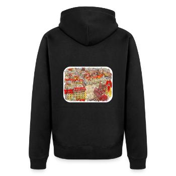 Pologne Repère Aquarelle Esquisse Dessin de peinture - Veste à capuche bio Premium Unisexe - noir - Dos - Nico (187cm)