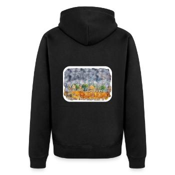 Jaipur Inde Aquarelle Esquisse Peinture Dessinée - Veste à capuche bio Premium Unisexe - noir - Dos - Nico (187cm)