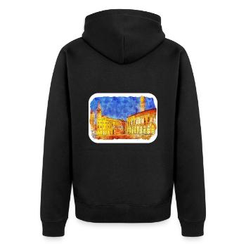 Bologne Italie Aquarelle Esquisse Dessinée Illustration - Veste à capuche bio Premium Unisexe - noir - Dos - Nico (187cm)