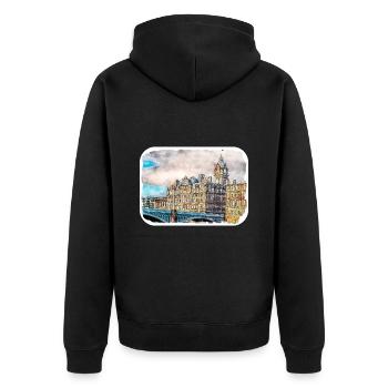 Uk Landmark Aquarelle Sketch Painting Illustratio - Veste à capuche bio Premium Unisexe - noir - Dos - Nico (187cm)