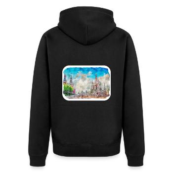 Moscou Russie Aquarelle Esquisse Dessinée Peinture - Veste à capuche bio Premium Unisexe - noir - Dos - Nico (187cm)