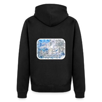Allemagne Aquarelle Esquisse Dessinée à la main Illustration - Veste à capuche bio Premium Unisexe - noir - Dos - Nico (187cm)