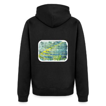Indonésie Aquarelle Esquisse Dessinée à la Main Peinture - Veste à capuche bio Premium Unisexe - noir - Dos - Nico (187cm)