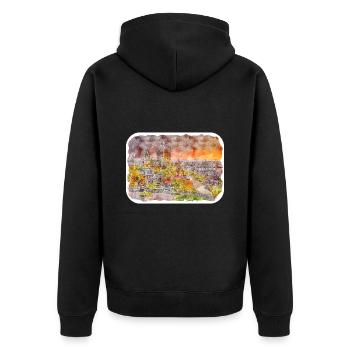 Québec Canada Aquarelle Dessin Dessin Illustration - Veste à capuche bio Premium Unisexe - noir - Dos - Nico (187cm)