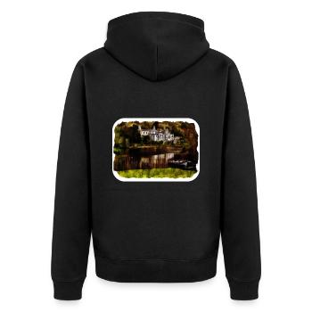 Irlande Royaume-Uni Aquarelle Esquisse Dessinée à la main Peinture - Veste à capuche bio Premium Unisexe - noir - Dos - Nico (187cm)