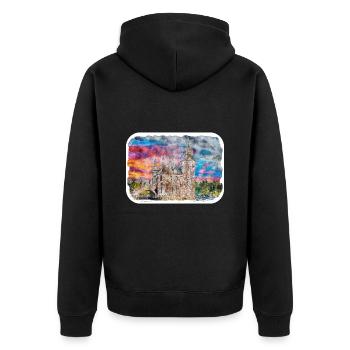 Edinburgh Schottland UK Aquarell Skizze gezeichnet Schmerz - Unisex Premium Bio Zip Hoodie - Schwarz - Hinten - Nico (187cm)