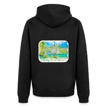 Thaïlande Aquarelle Esquisse Dessinée à la Main Illustration - Veste à capuche bio Premium Unisexe - noir - Dos - Nico (187cm)
