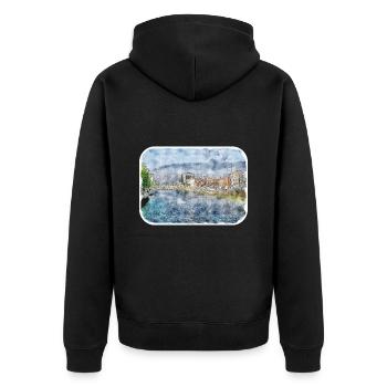 Dublin Irlande Royaume-Uni Aquarelle Sketch Illustration - Veste à capuche bio Premium Unisexe - noir - Dos - Nico (187cm)