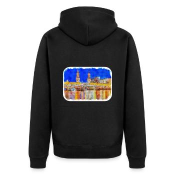 Berlin Allemagne Aquarelle Esquisse Dessinée Peinture - Veste à capuche bio Premium Unisexe - noir - Dos - Nico (187cm)