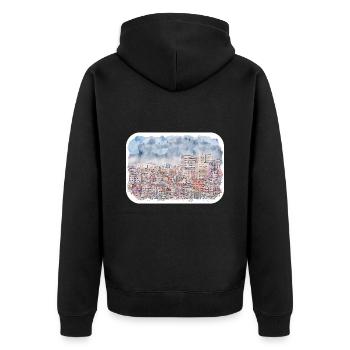 Dhaka Bangladesh Aquarelle Esquisse Dessinée Illustrat - Veste à capuche bio Premium Unisexe - noir - Dos - Nico (187cm)