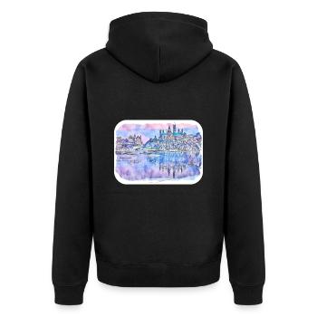 Canada Aquarelle Sketch Illustration dessinée à la main - Veste à capuche bio Premium Unisexe - noir - Dos - Nico (187cm)