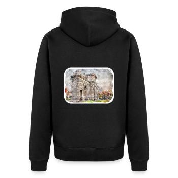 Madrid Spain Watercolor Sketch Drawn Painting - Unisex Premium Organic Zip Hoodie - black - Back - Nico (187cm)