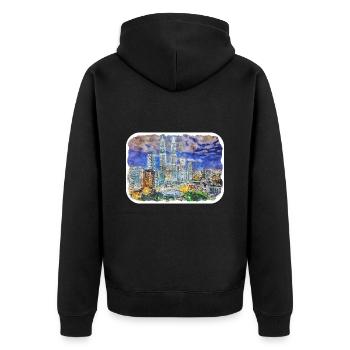 Malaisie Aquarelle Esquisse Dessinée à la Main Illustration - Veste à capuche bio Premium Unisexe - noir - Dos - Nico (187cm)