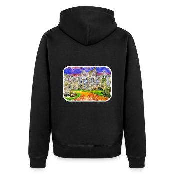 England UK Watercolor Sketch Drawn Illustration - Unisex Premium Organic Zip Hoodie - black - Back - Nico (187cm)