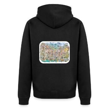 Sorrente Italie Aquarelle Esquisse Dessinée Peinture - Veste à capuche bio Premium Unisexe - noir - Dos - Nico (187cm)