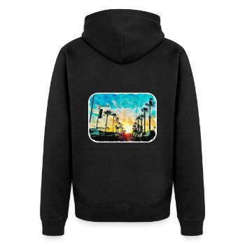 Illustration de croquis à l’aquarelle de Californie usa - Veste à capuche bio Premium Unisexe - noir - Dos - Nico (187cm)