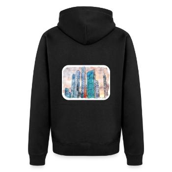 Moscou Russie Aquarelle Sketch Illustration - Veste à capuche bio Premium Unisexe - noir - Dos - Nico (187cm)