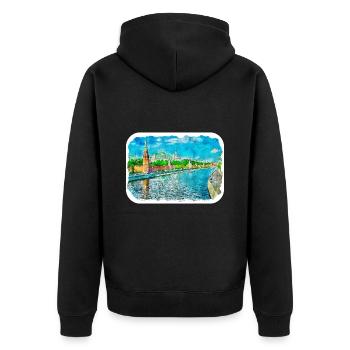 Moscou Russie Aquarelle Esquisse Dessin Dessiné - Veste à capuche bio Premium Unisexe - noir - Dos - Nico (187cm)