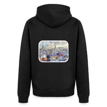Copenhague Danemark Aquarelle Sketch Illustration - Veste à capuche bio Premium Unisexe - noir - Dos - Nico (187cm)