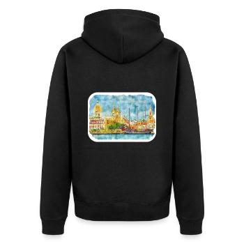 Cartagena Kolumbien Aquarell Skizze Gezeichnet Illustr - Unisex Premium Bio Zip Hoodie - Schwarz - Hinten - Nico (187cm)