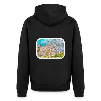 Italy Watercolor Sketch Hand Drawn Illustration - Unisex Premium Organic Zip Hoodie - black - Back - Nico (187cm)