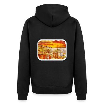 Florence Italie Aquarelle Esquisse Peinture Dessinée - Veste à capuche bio Premium Unisexe - noir - Dos - Nico (187cm)