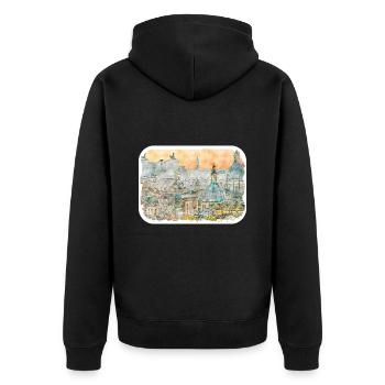 Rome Italy Watercolor Sketch Drawn Illustration - Unisex Premium Organic Zip Hoodie - black - Back - Nico (187cm)