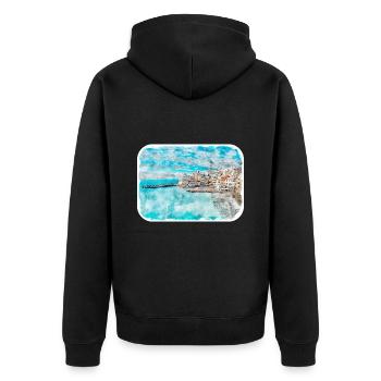 Europa Aquarellskizze Handgezeichnete Illustration - Unisex Premium Bio Zip Hoodie - Schwarz - Hinten - Nico (187cm)