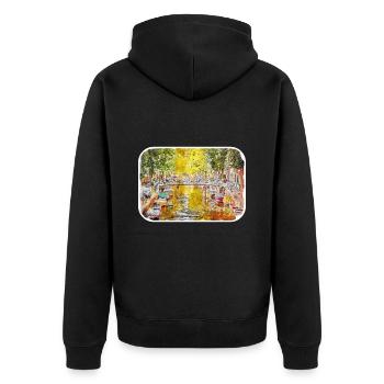 Amsterdam Netherlands Watercolor Sketch Drawing - Unisex Premium Organic Zip Hoodie - black - Back - Nico (187cm)