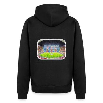 Barcelona Spanien Aquarellskizze Gezeichnete Zeichnung - Unisex Premium Bio Zip Hoodie - Schwarz - Hinten - Nico (187cm)
