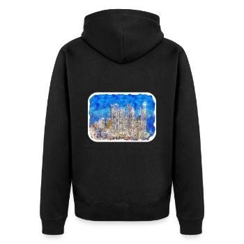Busan South Korea Watercolor Sketch Illustration - Unisex Premium Organic Zip Hoodie - black - Back - Nico (187cm)