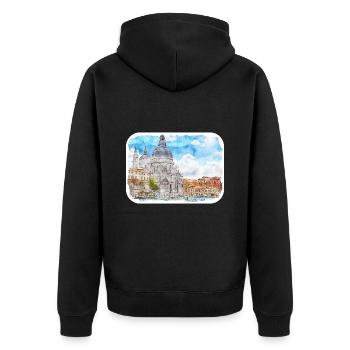 Italy Watercolor Sketch Hand Drawn Illustration - Unisex Premium Organic Zip Hoodie - black - Back - Nico (187cm)
