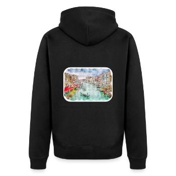 Italy Watercolor Sketch Hand Drawn Illustration - Unisex Premium Organic Zip Hoodie - black - Back - Nico (187cm)