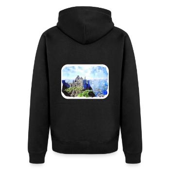 Irlande Royaume-Uni Aquarelle Esquisse Dessinée à la main Peinture - Veste à capuche bio Premium Unisexe - noir - Dos - Nico (187cm)