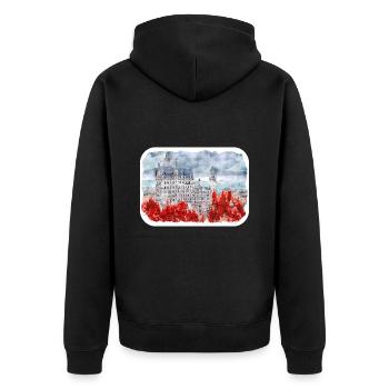 Allemagne Aquarelle Esquisse Dessinée à la main Illustration - Veste à capuche bio Premium Unisexe - noir - Dos - Nico (187cm)