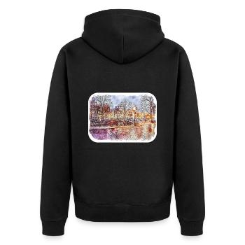 Niederlande Aquarell Skizze gezeichnete Illustration - Unisex Premium Bio Zip Hoodie - Schwarz - Hinten - Nico (187cm)
