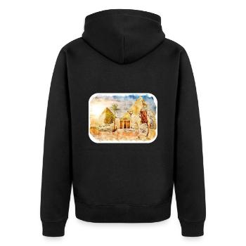 Le Caire Egypte Aquarelle Esquisse Dessinée Illustration - Veste à capuche bio Premium Unisexe - noir - Dos - Nico (187cm)