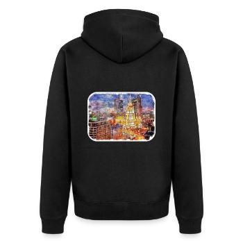 Moscou Russie Aquarelle Sketch Illustration - Veste à capuche bio Premium Unisexe - noir - Dos - Nico (187cm)