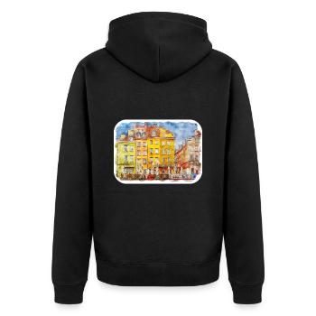 Varsovie Pologne Aquarelle Esquisse Dessin Dessiné - Veste à capuche bio Premium Unisexe - noir - Dos - Nico (187cm)