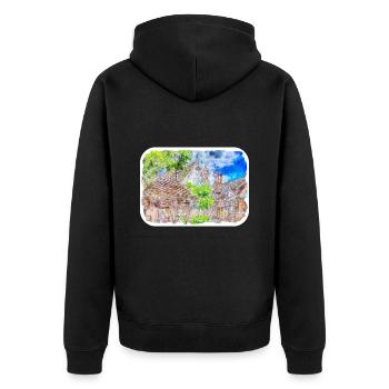 England UK Watercolor Sketch Drawn Illustration - Unisex Premium Organic Zip Hoodie - black - Back - Nico (187cm)