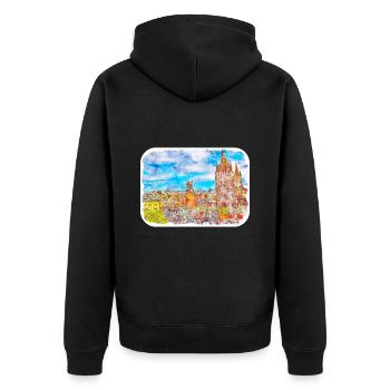 San Miguel De Allende Mexique Aquarelle Esquisse Dra - Veste à capuche bio Premium Unisexe - noir - Dos - Nico (187cm)