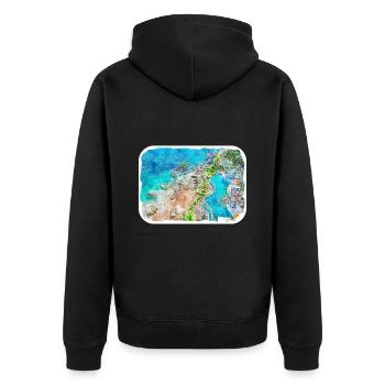 Indonésie Aquarelle Esquisse Dessinée à la Main Peinture - Veste à capuche bio Premium Unisexe - noir - Dos - Nico (187cm)