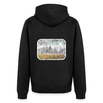 Indonésie Aquarelle Esquisse Dessinée à la Main Peinture - Veste à capuche bio Premium Unisexe - noir - Dos - Nico (187cm)