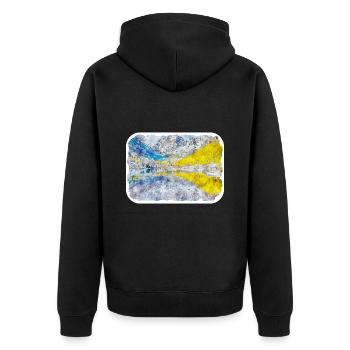 USA Aquarellskizze Handgezeichnete Illustration - Unisex Premium Bio Zip Hoodie - Schwarz - Hinten - Nico (187cm)