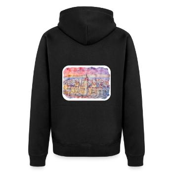 Budapest Aquarelle Esquisse Dessinée à la Main Illustration - Veste à capuche bio Premium Unisexe - noir - Dos - Nico (187cm)