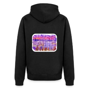Hong Kong China Aquarell Skizze Zeichnung - Unisex Premium Bio Zip Hoodie - Schwarz - Hinten - Nico (187cm)