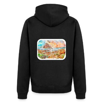 Australie Aquarelle Esquisse Dessinée à la Main Peinture - Veste à capuche bio Premium Unisexe - noir - Dos - Nico (187cm)
