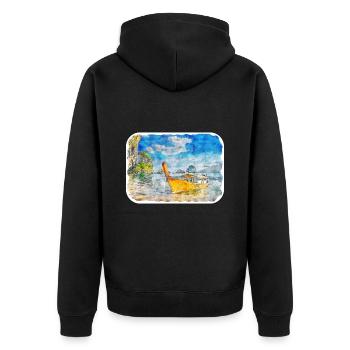 Thaïlande Aquarelle Esquisse Dessinée à la Main Illustration - Veste à capuche bio Premium Unisexe - noir - Dos - Nico (187cm)
