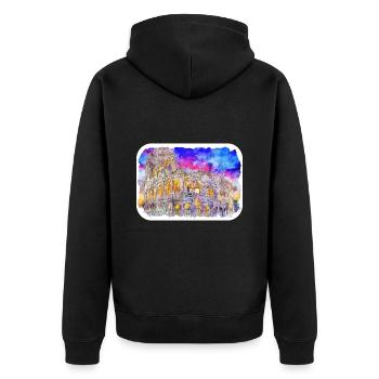 Rom Italien Aquarell Skizze Handgezeichnetes Gemälde - Unisex Premium Bio Zip Hoodie - Schwarz - Hinten - Nico (187cm)